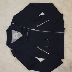 Mayoral European Brand Black Moto Jacket With Zippers Girls 7/8